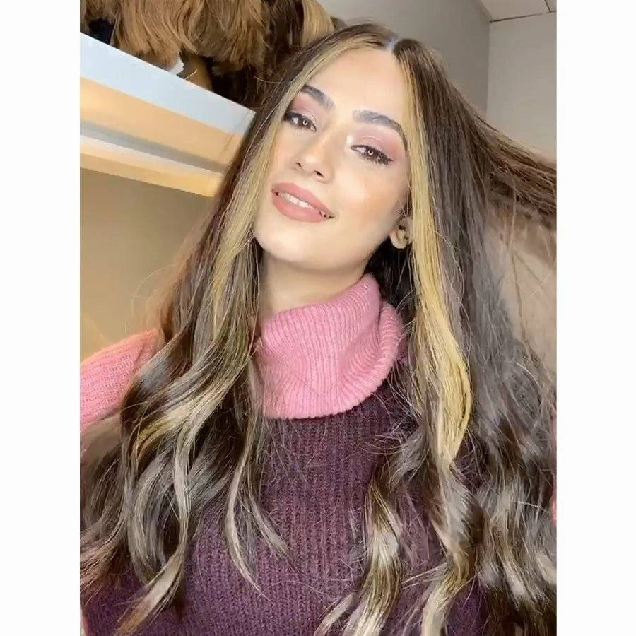 24" Divine Lace Top Wig Dark Brown w Balayage
