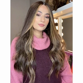 24" Divine Lace Top Wig Dark Brown w Balayage