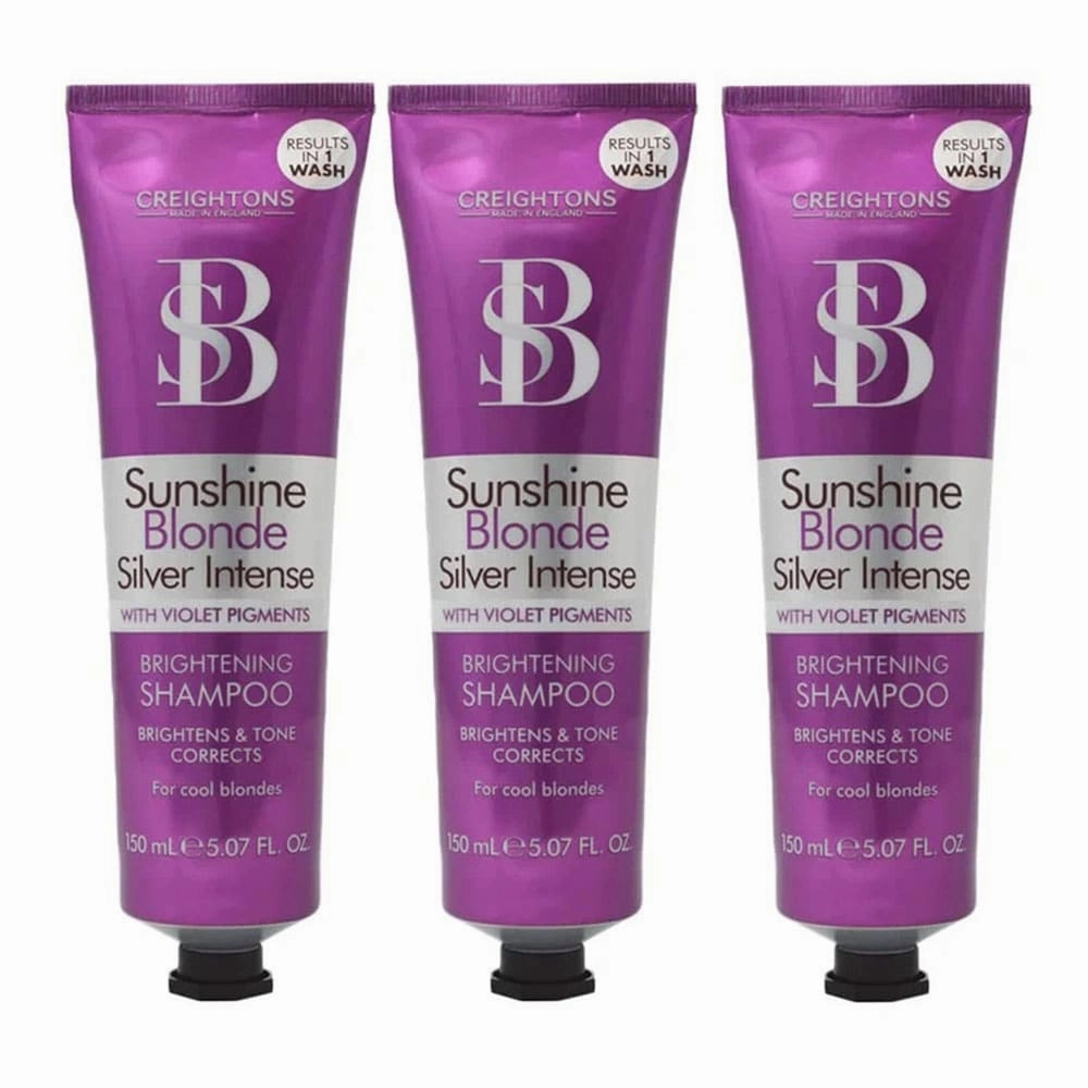 3x Creightons Sunshine Blonde Silver Intense Brightening Shampoo 150ml
