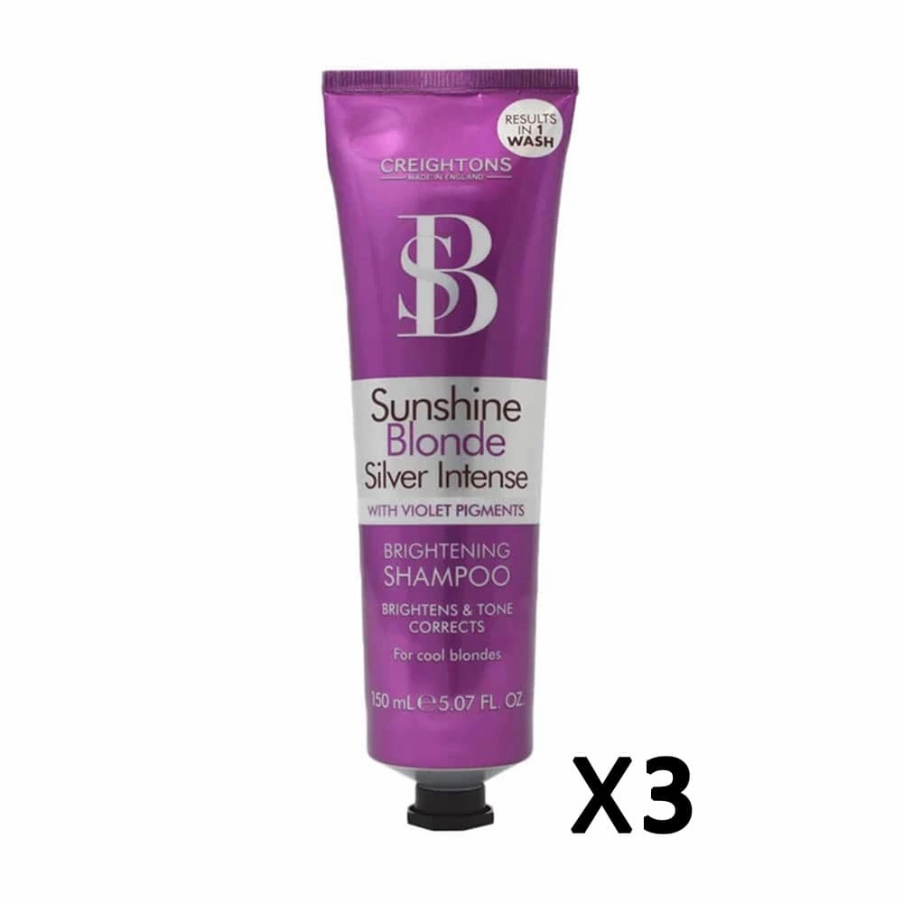 3x Creightons Sunshine Blonde Silver Intense Brightening Shampoo 150ml