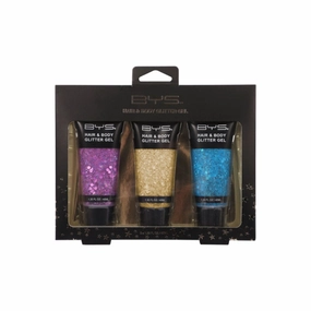 BYS Hair & Body Glitter Gel 3pc Gold