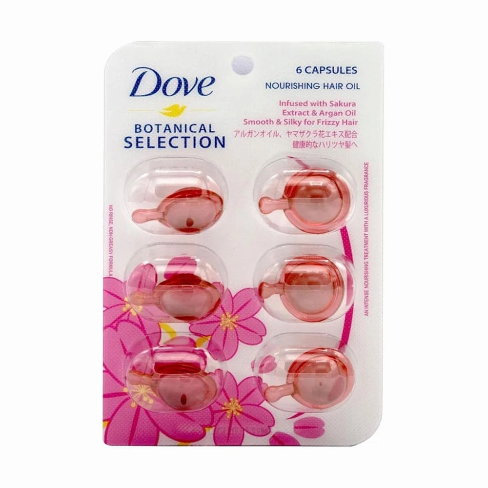 Dove Botanical Selection Nourishing Hair Oil Infused With Sakura Extract & Argan Oil 6 Capsules