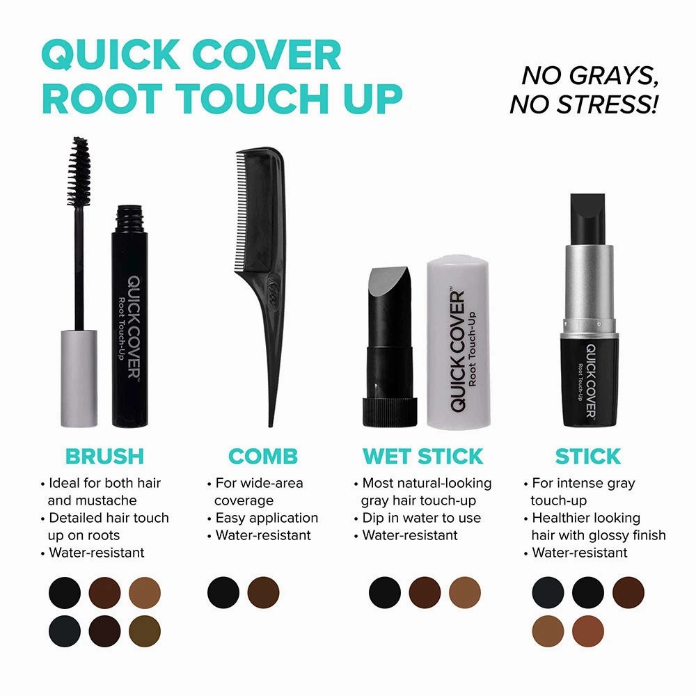 Kiss Quick Cover Brush-In Hair Color Root Touch Up Comb for Wide Areas & Long Hair