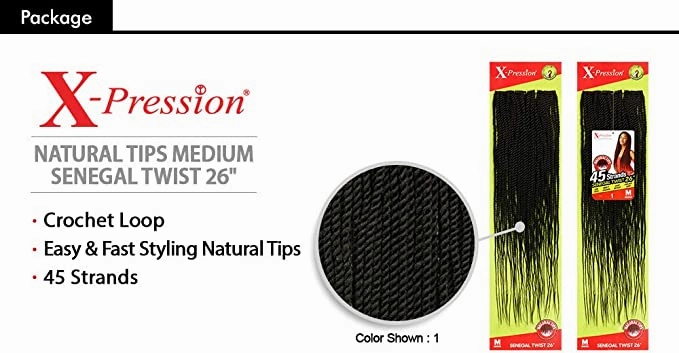 Outre XPression 3X's Box Braids 45-Strands Medium Natural Tip Crochet Hair - 26
