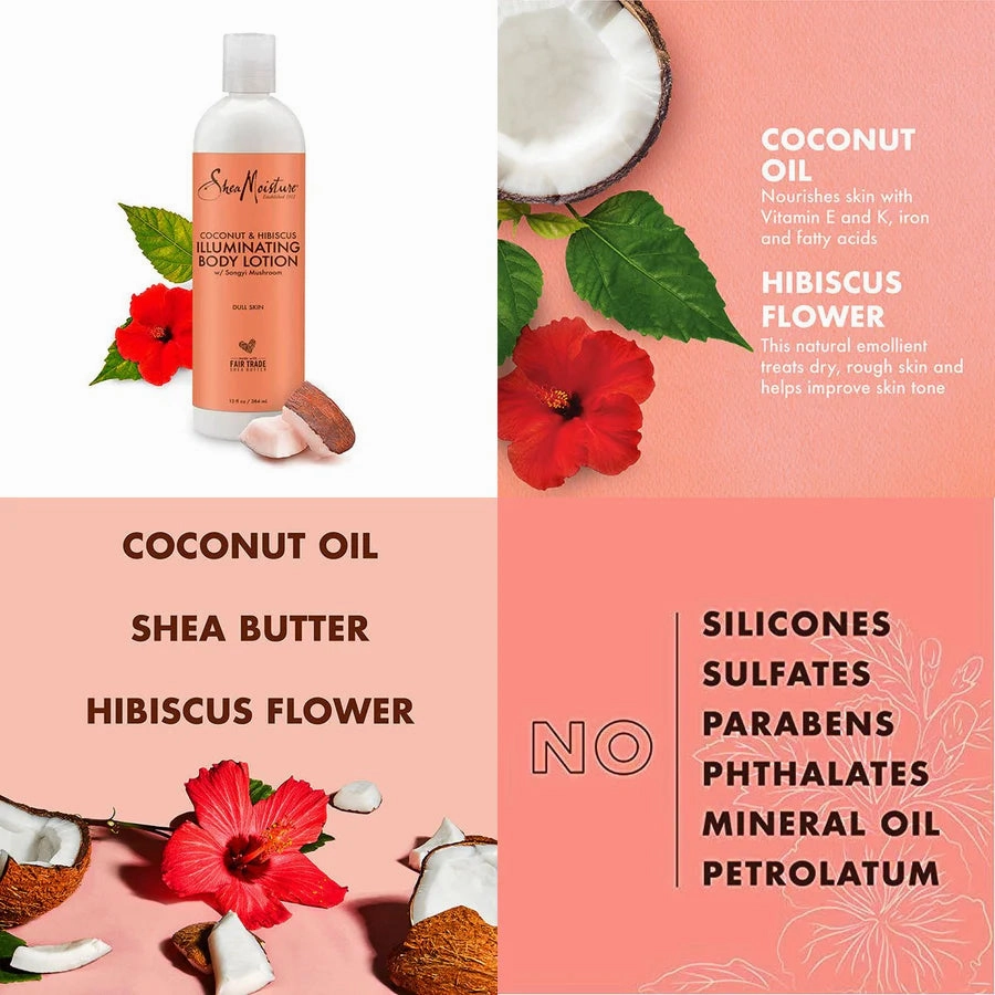 Shea Moisture Coconut & Hibiscus Illuminating Body Lotion - 13 oz