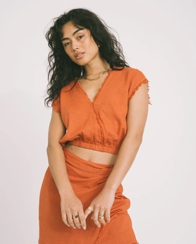 TILTIL Silke Ruffle Top Rust