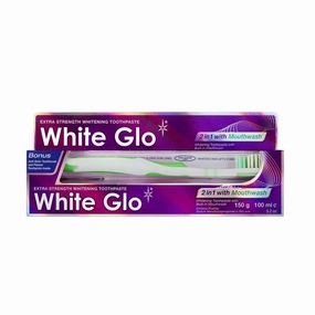 White Glo 2-in-1 Extra Strength Whitening Toothpaste With Built In Mouthwash 150g