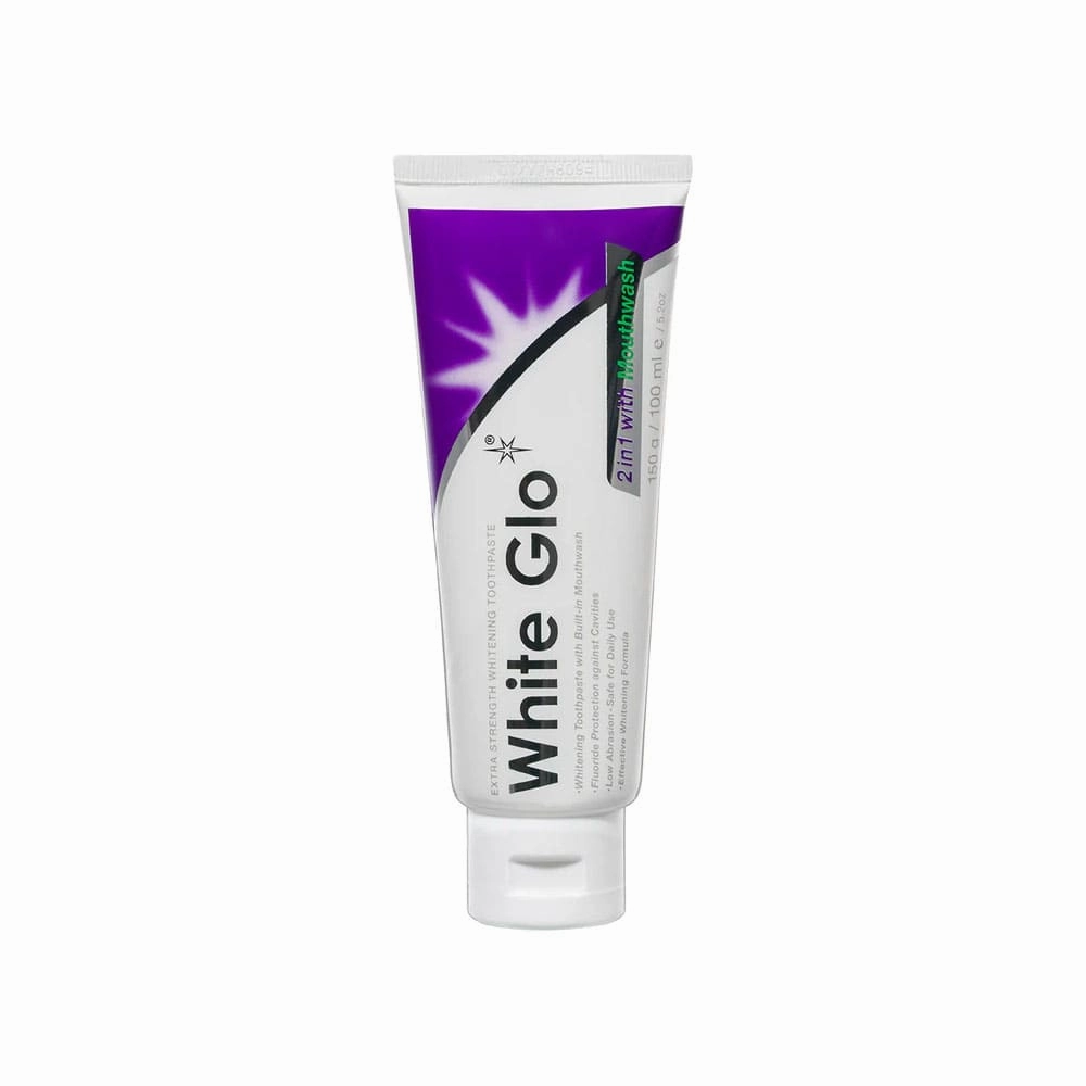 White Glo 2-in-1 Extra Strength Whitening Toothpaste With Built In Mouthwash 150g