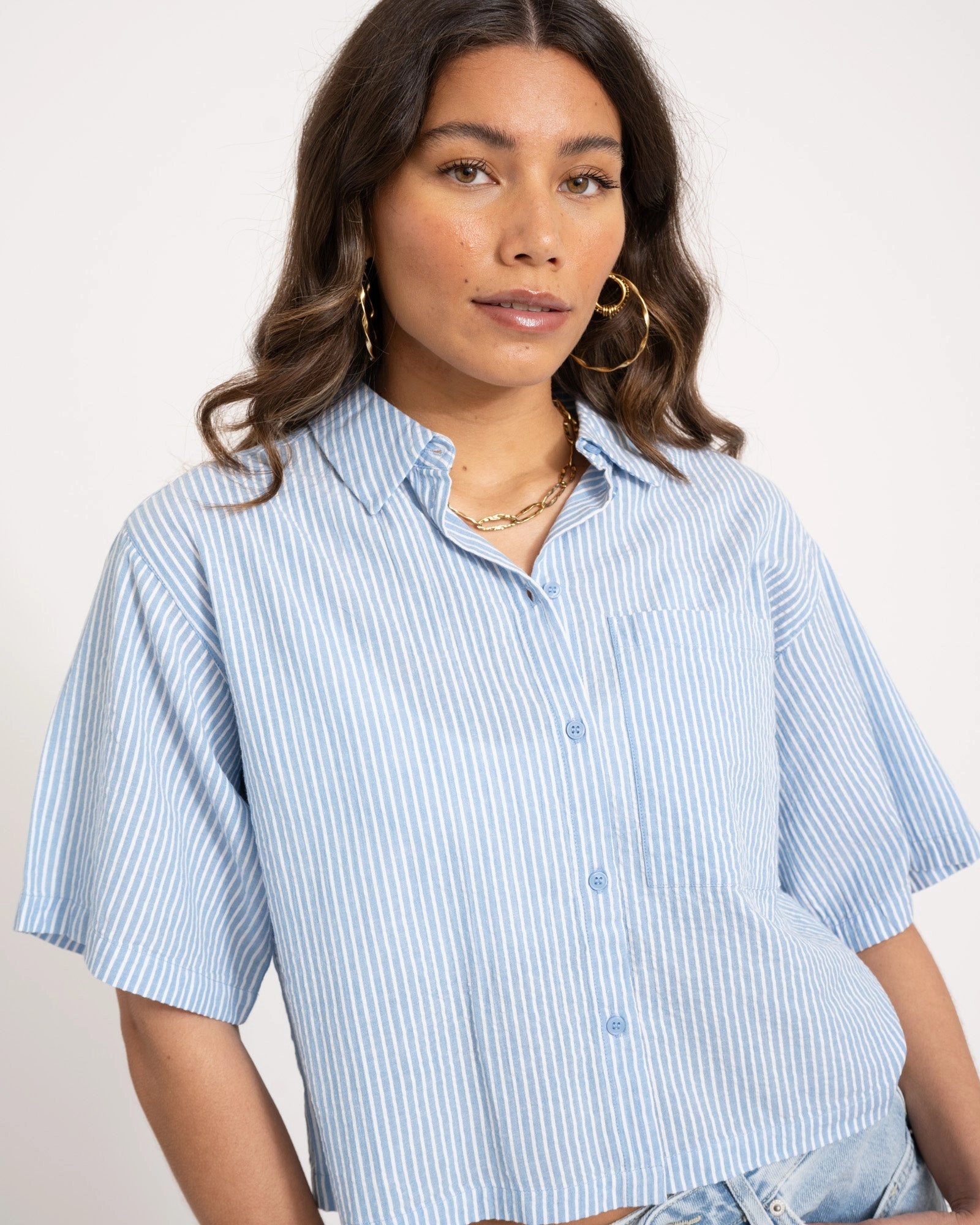 Windy Seersucker HW Shirt Little Boy Blue