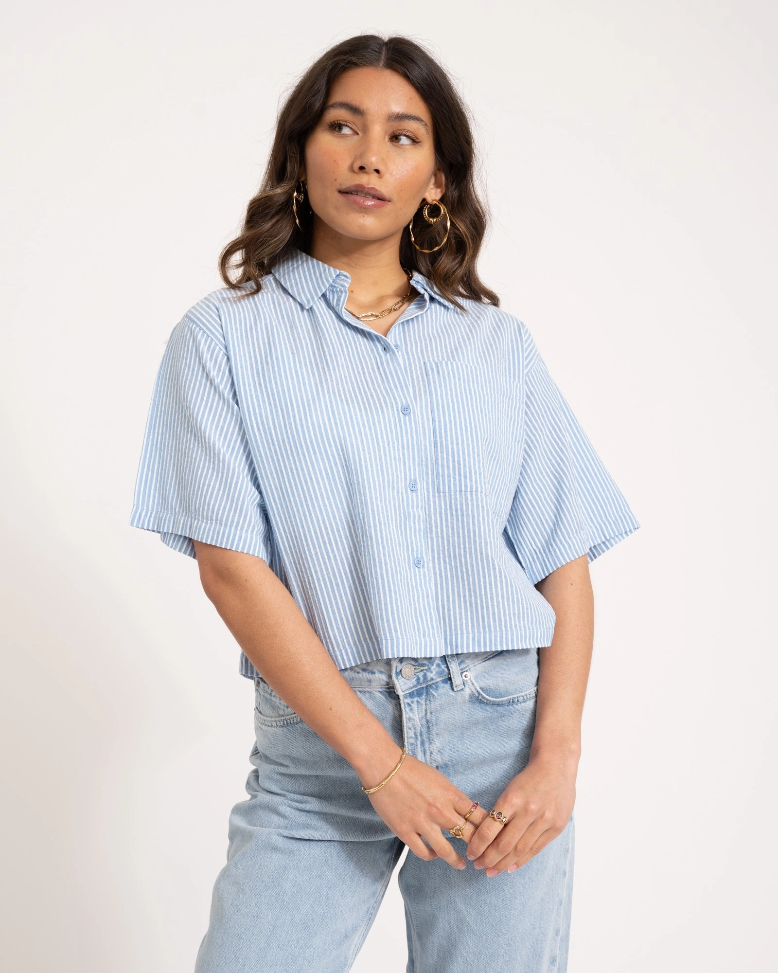 Windy Seersucker HW Shirt Little Boy Blue