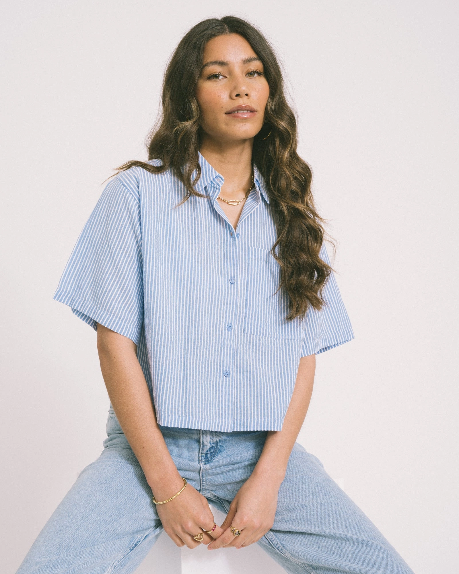 Windy Seersucker HW Shirt Little Boy Blue